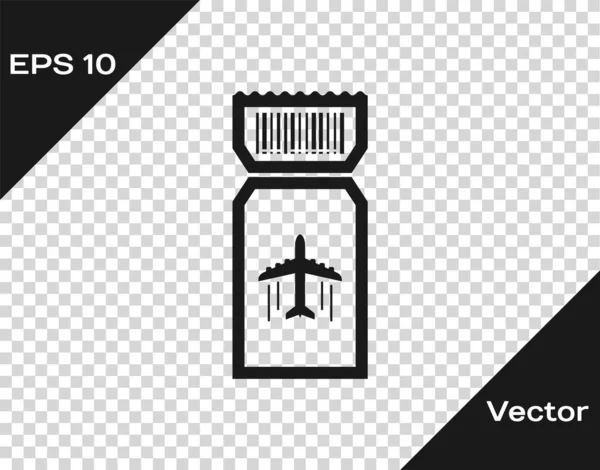 Grey Airline jegy ikon elszigetelt átlátszó háttérrel. Repülőjegy. Vektorillusztráció — Stock Vector