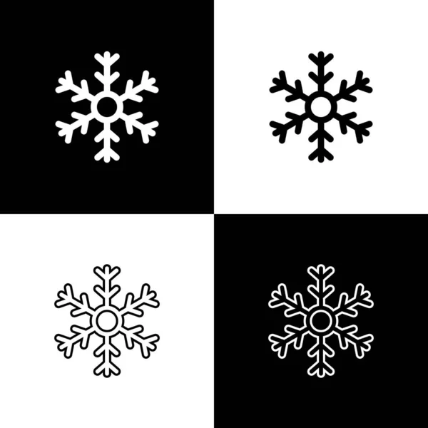 Set Snowflake icon isolated on black and white background. Vector Illustration — Stock Vector