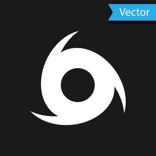 Weißes Tornado-Symbol isoliert auf schwarzem Hintergrund. Wirbelsturm, Wirbelsturm, Sturmtrichter, Hurrikan oder Wettersymbol. Vektorillustration — Stockvektor