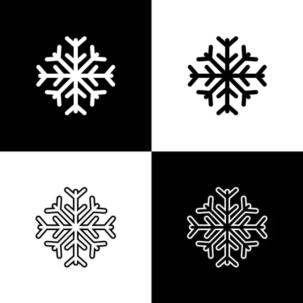 Définissez l'icône Flocon de neige isolé sur fond noir et blanc. Illustration vectorielle — Image vectorielle