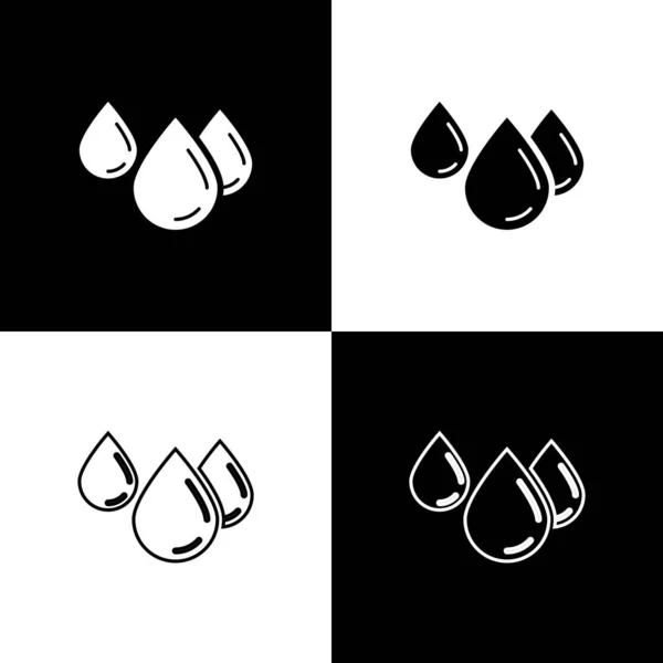 Set Icono de gota de agua aislado sobre fondo blanco y negro. Ilustración vectorial — Vector de stock