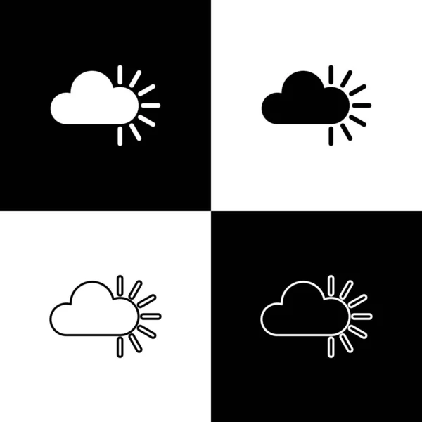 Установите значок "Облачно" на черно-белом фоне. Векторная миграция — стоковый вектор