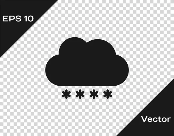 Nuvem cinza com ícone de neve isolado em fundo transparente. Nuvem com flocos de neve. Ícone meteorológico único. Sinal de nevar. Ilustração vetorial — Vetor de Stock