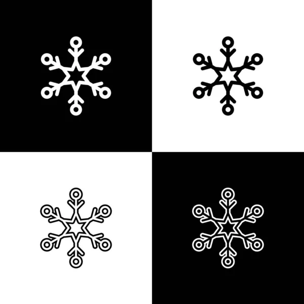 Zestaw ikona płatka śniegu izolowane na czarno-białym tle. Ilustracja wektora — Wektor stockowy