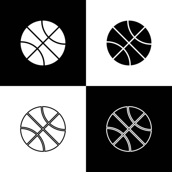 Definir ícone de bola de basquete isolado no fundo preto e branco. Símbolo desportivo. Ilustração vetorial —  Vetores de Stock