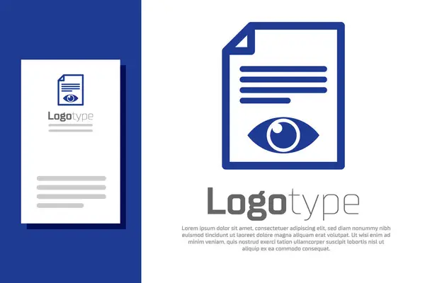蓝纸页,眼睛符号图标孤立在白色背景上. 打开信息文档标志。 标志设计模板元素。 病媒图解 — 图库矢量图片