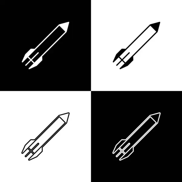 Definir ícone de foguete isolado no fundo preto e branco. Ilustração vetorial —  Vetores de Stock
