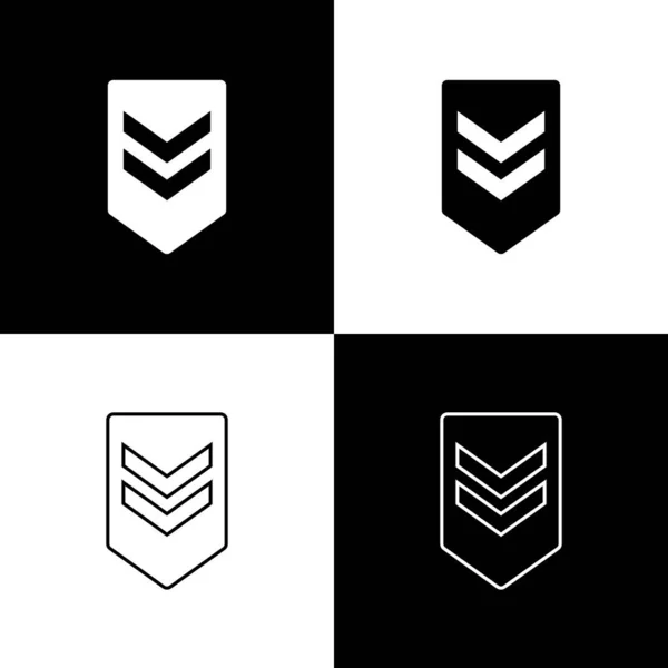 Set Chevron icon isolated on black and white background. Military badge sign. Vector Illustration — Stock Vector