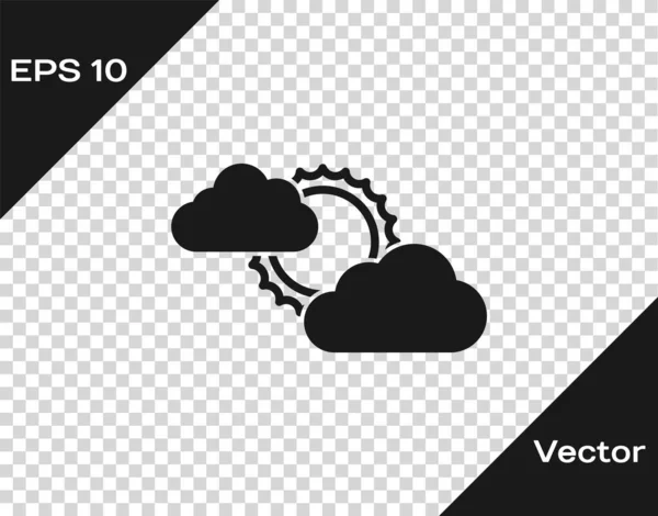 Icono meteorológico de sol gris y nube aislado sobre fondo transparente. Ilustración vectorial — Vector de stock