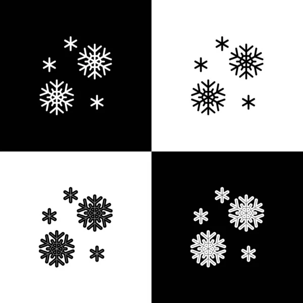 Set Snow icon isolated on black and white background. Vector Illustration — Stock Vector