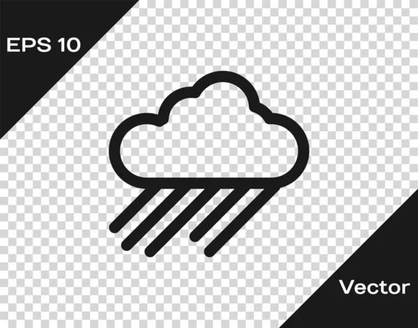 Nuage gris avec icône de pluie isolée sur fond transparent. Précipitation de nuages de pluie avec gouttes de pluie. Illustration vectorielle — Image vectorielle
