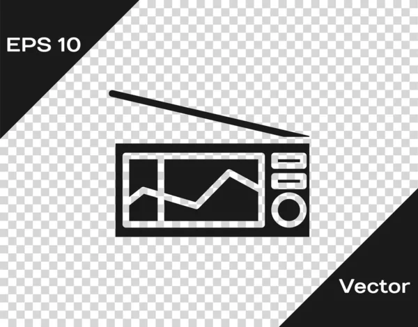 Radio grise avec icône d'antenne isolée sur fond transparent. Illustration vectorielle — Image vectorielle