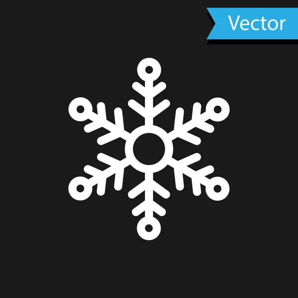 Icône de flocon de neige blanc isolé sur fond noir. Illustration vectorielle — Image vectorielle