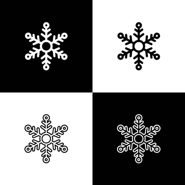 Set Snowflake icon isolated on black and white background. Vector Illustration — Stock Vector