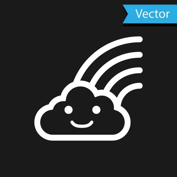 Arcobaleno bianco con l'icona delle nuvole isolato su sfondo nero. Illustrazione vettoriale — Vettoriale Stock