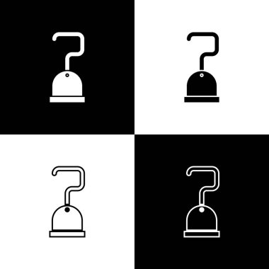 Korsan kancası simgesini siyah beyaz arkaplanda izole et. Vektör İllüstrasyonu