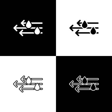 Rüzgar ve yağmur simgesini siyah ve beyaz arkaplanda izole et. Rüzgarlı bir hava. Vektör İllüstrasyonu