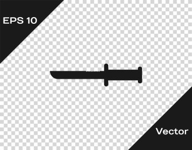 Gri Askeri bıçak ikonu, şeffaf arka planda izole edilmiş. Vektör İllüstrasyonu