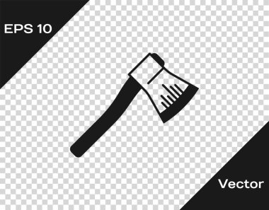 Gri ahşap balta simgesi şeffaf arkaplanda izole edildi. Oduncu baltası. Vektör İllüstrasyonu