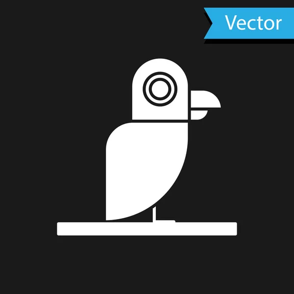 Ícone de papagaio pirata branco isolado no fundo preto. Ilustração vetorial —  Vetores de Stock