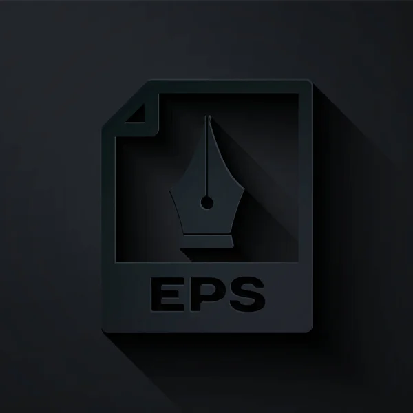 Dokument Eps s výstřižkem papíru. Stáhnout ikonu tlačítka izolované na černém pozadí. Symbol souboru Eps. Papírový styl. Vektorová ilustrace — Stockový vektor