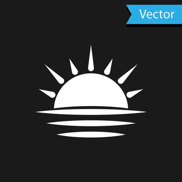 Weißes Sonnenuntergangssymbol isoliert auf schwarzem Hintergrund. Vektorillustration — Stockvektor