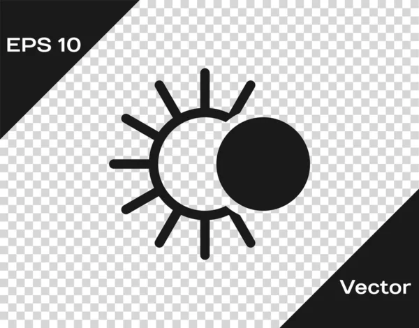Eclipse gris del icono del sol aislado sobre fondo transparente. Eclipse total de sonar. Ilustración vectorial — Vector de stock