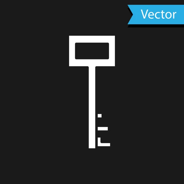 Icono clave pirata blanco aislado sobre fondo negro. Ilustración vectorial — Vector de stock