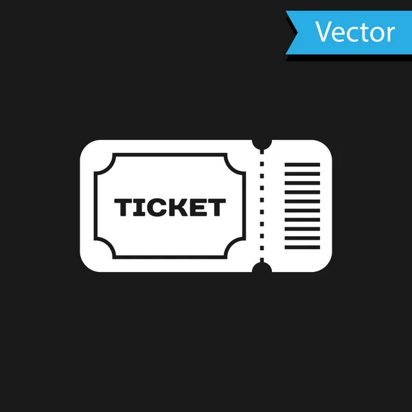 Ikona Biały Bilet izolowany na czarnym tle. Ilustracja wektora — Wektor stockowy