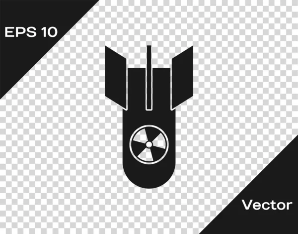 Graue Atombomben-Ikone auf transparentem Hintergrund. Rakete fliegt herunter. Vektorillustration — Stockvektor