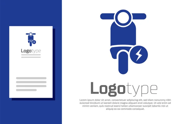 Blauwe elektrische scooter pictogram geïsoleerd op witte achtergrond. Logo ontwerp template element. Vector Illustratie — Stockvector