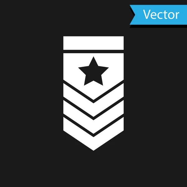 Weißes Chevron-Symbol isoliert auf schwarzem Hintergrund. Militärabzeichen. Vektorillustration — Stockvektor