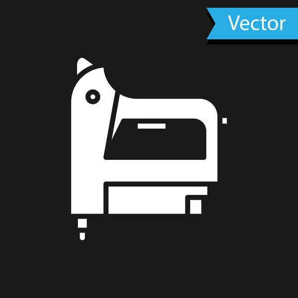 Icono de grapadora de construcción White Electric aislado sobre fondo negro. Herramienta de trabajo Ilustración vectorial — Vector de stock