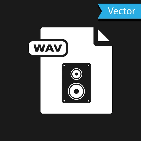 Weiße wav-Datei Dokument. herunterladen wav-Taste Symbol isoliert auf schwarzem Hintergrund. wav waveform Audio-Dateiformat für digitale Audio Riff-Dateien. Vektorillustration — Stockvektor