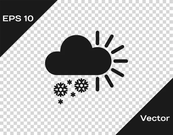 Cinza Nublado com ícone de neve isolado em fundo transparente. Nuvem com flocos de neve. Ícone meteorológico único. Sinal de nevar. Ilustração vetorial — Vetor de Stock