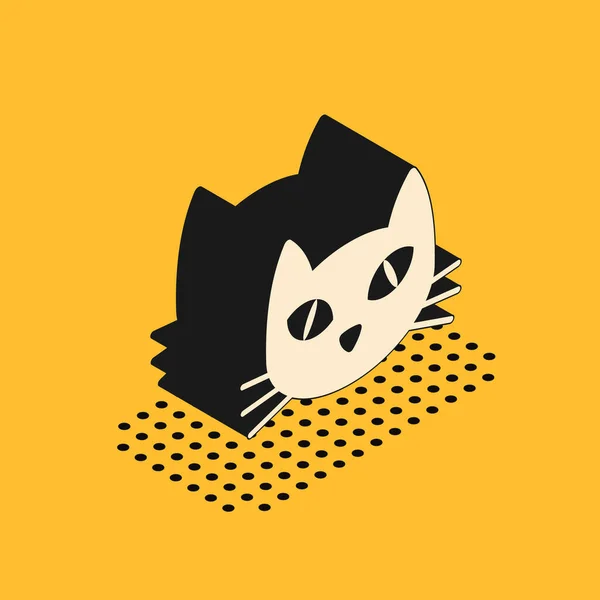 Ícone isométrico do gato isolado no fundo amarelo. Ilustração vetorial — Vetor de Stock