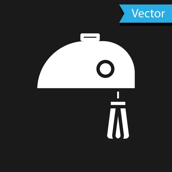 Weißes Elektromixer-Symbol isoliert auf schwarzem Hintergrund. Küchenmixer. Vektorillustration — Stockvektor