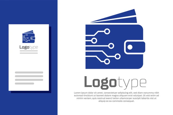 Blaues Kryptowährungs-Wallet-Symbol isoliert auf weißem Hintergrund. Brieftasche und Bitcoin-Zeichen. Bergbaukonzept. Geld, Bezahlung, Bargeld, Bezahlsymbol. Logo Design Template-Element. Vektorillustration — Stockvektor