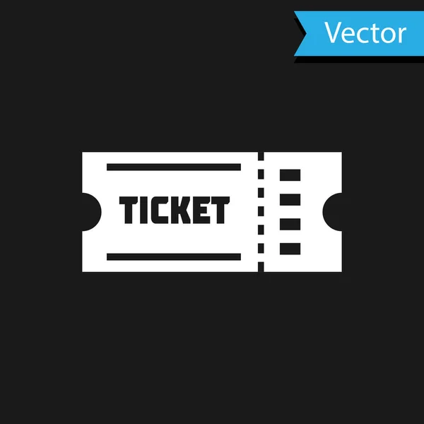 Icono de billete blanco aislado sobre fondo negro. Ilustración vectorial — Vector de stock