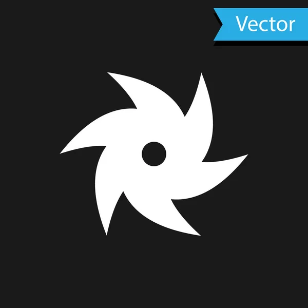 Icono Tornado blanco aislado sobre fondo negro. Ciclón, torbellino, embudo de tormenta, viento huracán o tornado icono del tiempo. Ilustración vectorial — Vector de stock