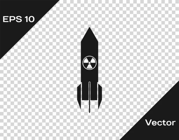 Icona del razzo nucleare grigio isolata su sfondo trasparente. La bomba a razzo vola giù. Illustrazione vettoriale — Vettoriale Stock