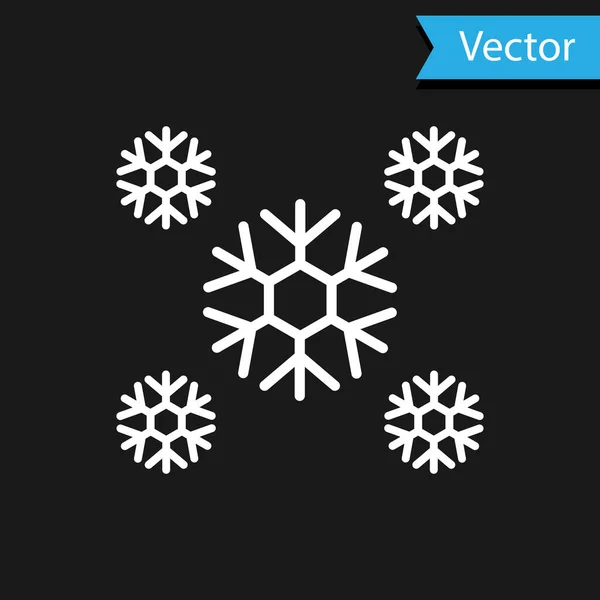 Weißer Schnee Symbol isoliert auf schwarzem Hintergrund. Vektorillustration — Stockvektor