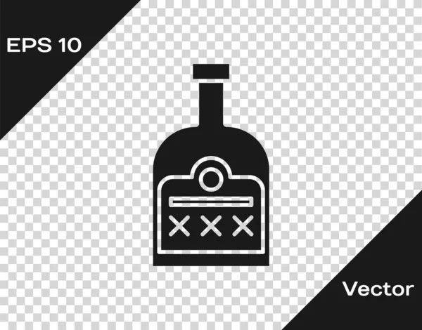 Bebida de álcool cinza Ícone de garrafa de rum isolado em fundo transparente. Ilustração vetorial — Vetor de Stock
