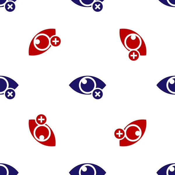 Azul e vermelho Invisível ou ocultar ícone isolado padrão sem costura no fundo branco. Ilustração vetorial — Vetor de Stock