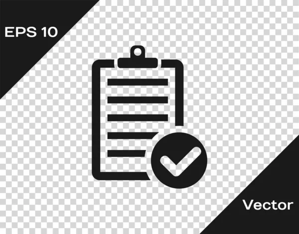 Grey Verification of delivery list clipboard and pen icon isolated on transparent background. Ilustração vetorial — Vetor de Stock
