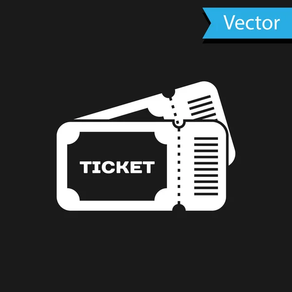 Icono de billete blanco aislado sobre fondo negro. Ilustración vectorial — Vector de stock