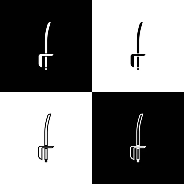 Set Pirate sword icon isolated on black and white background. Sabre sign. Vector Illustration — ストックベクタ