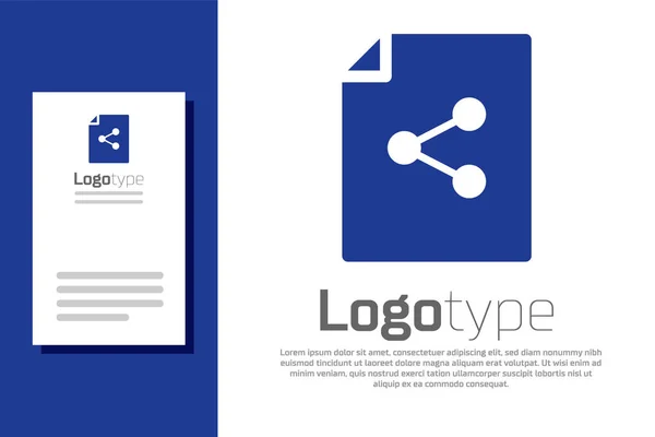 Ícone de arquivo Blue Share isolado no fundo branco. Partilha de ficheiros. Sinal de transferência de ficheiros. Elemento de modelo de design de logotipo. Ilustração vetorial —  Vetores de Stock