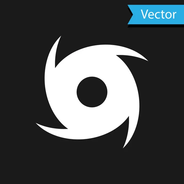 Weißes Tornado-Symbol isoliert auf schwarzem Hintergrund. Wirbelsturm, Wirbelsturm, Sturmtrichter, Hurrikan oder Wettersymbol. Vektorillustration — Stockvektor