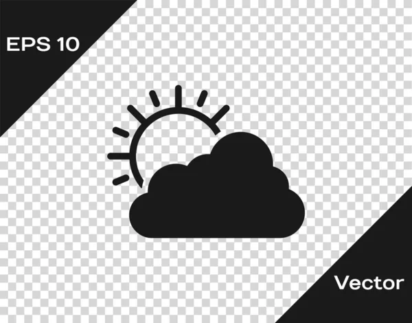Icono meteorológico de sol gris y nube aislado sobre fondo transparente. Ilustración vectorial — Vector de stock